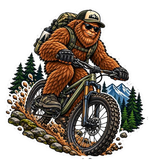 Bigfoot Mountain Biking Sticker, Sasquatch MTB Vinyl Decal, Mountain Bike Sticker – ST 045