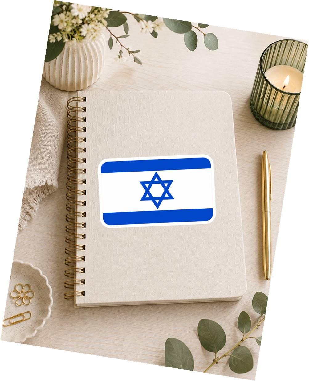 Israel Flag Sticker, Israeli Flag Vinyl Decal, Star of David Sticker, Israel Country Flag, Laptop Water Bottle Car Decal ST 050