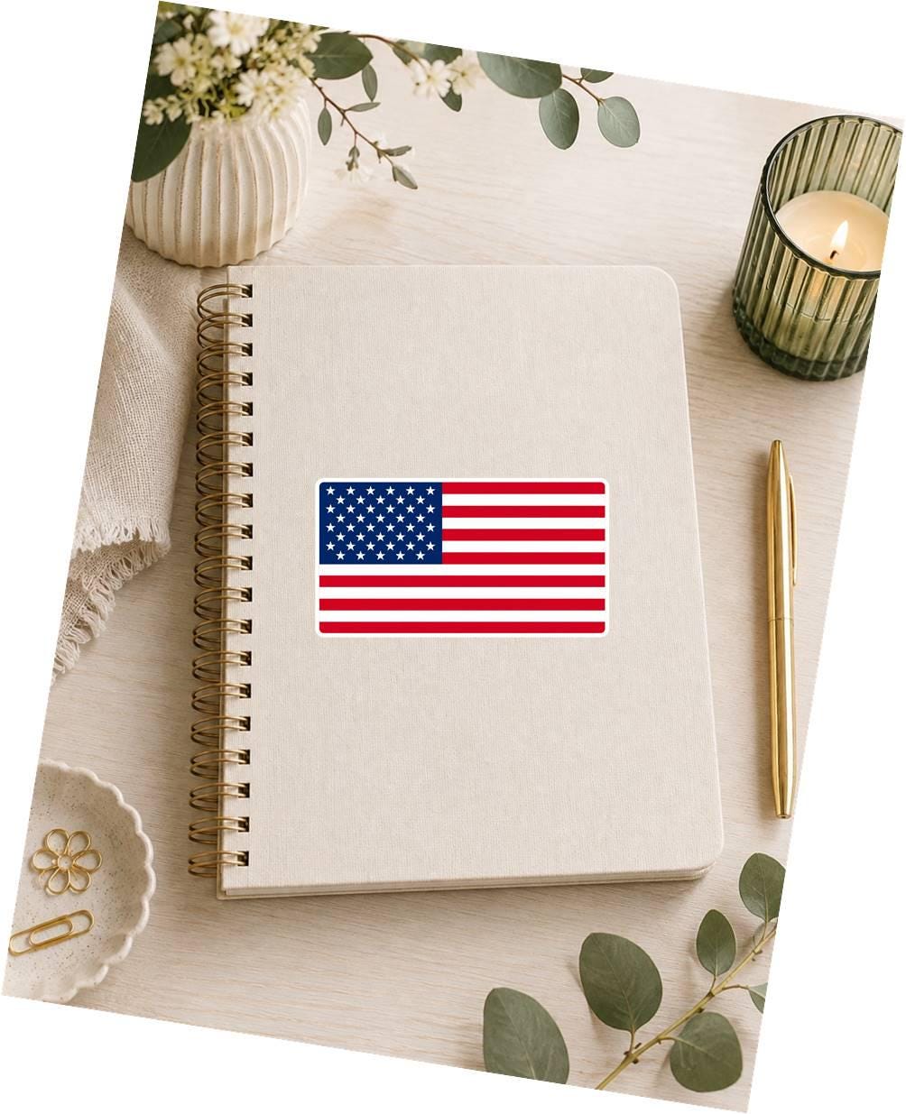 American Flag Sticker, USA Flag Vinyl Decal, Patriotic American Sticker, United States Flag, Laptop Water Bottle Car Decal ST 054
