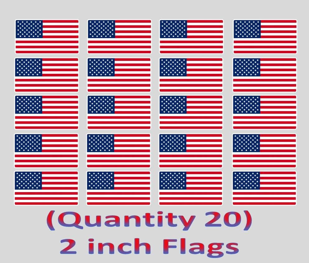 American Flag Sticker, Multi Pack Quantity 20, USA Flag Vinyl Decal, Patriotic American Sticker, United States Flag,  ST 055