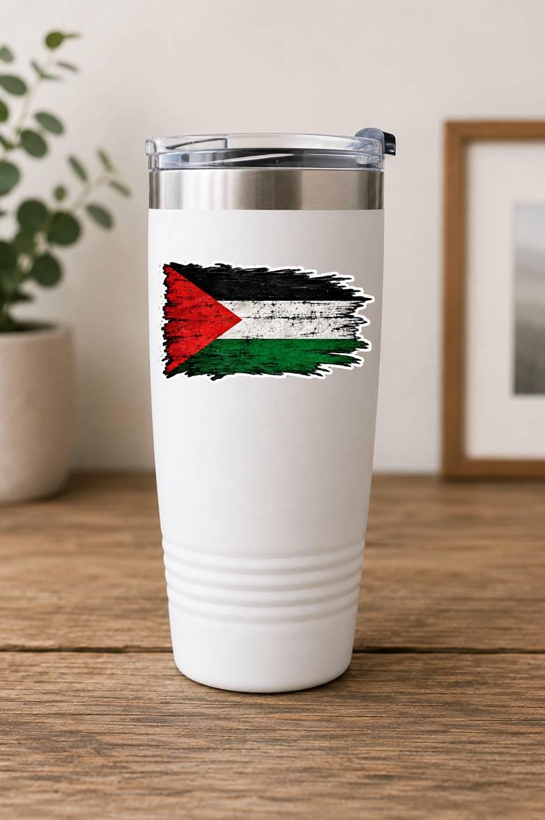 Palestine Flag Tattered Sticker, Palestinian Flag Vinyl Decal, Palestine Country Flag Sticker, Laptop Water Bottle Car Decal ST 052