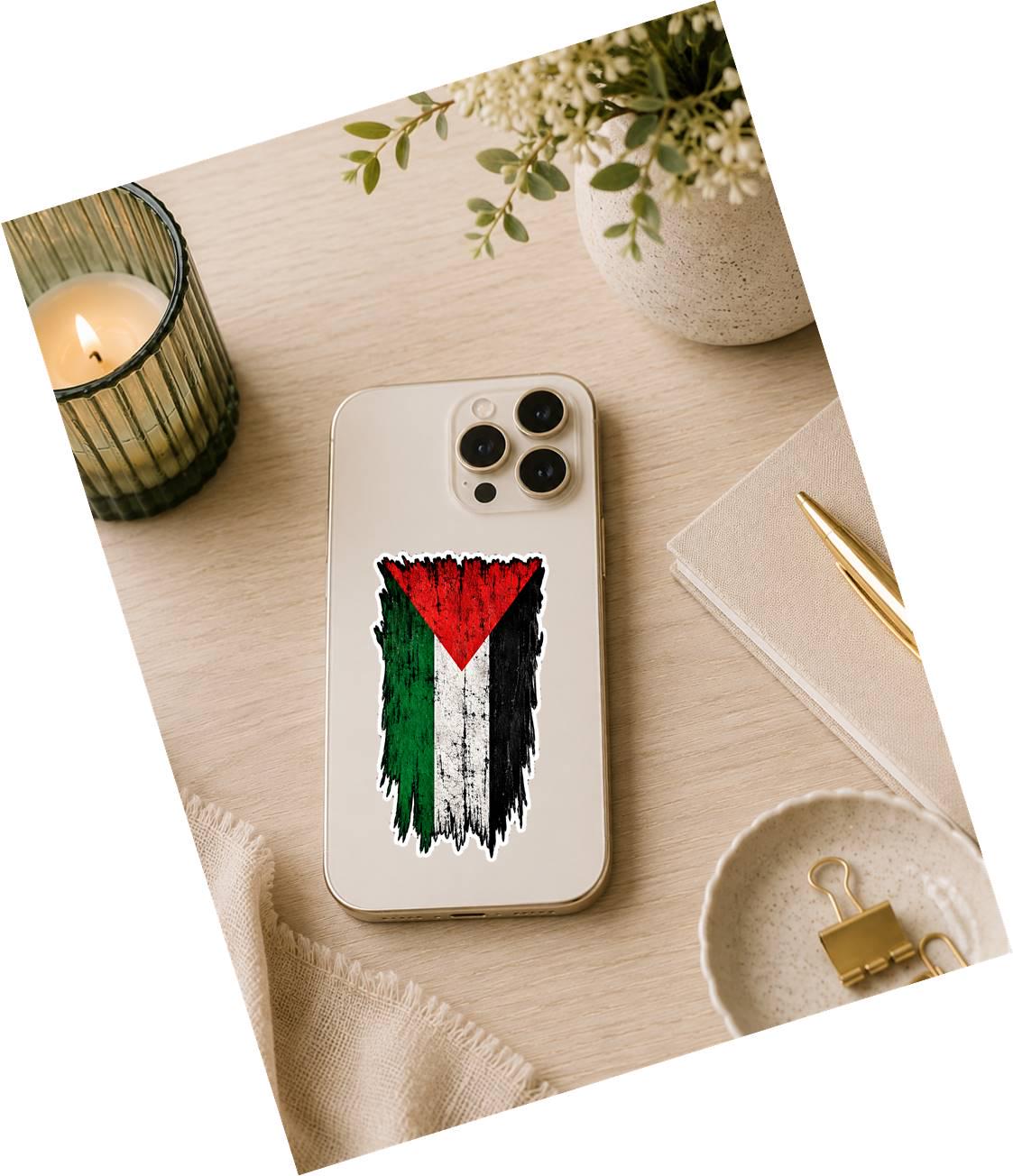 Palestine Flag Tattered Sticker, Palestinian Flag Vinyl Decal, Palestine Country Flag Sticker, Laptop Water Bottle Car Decal ST 052