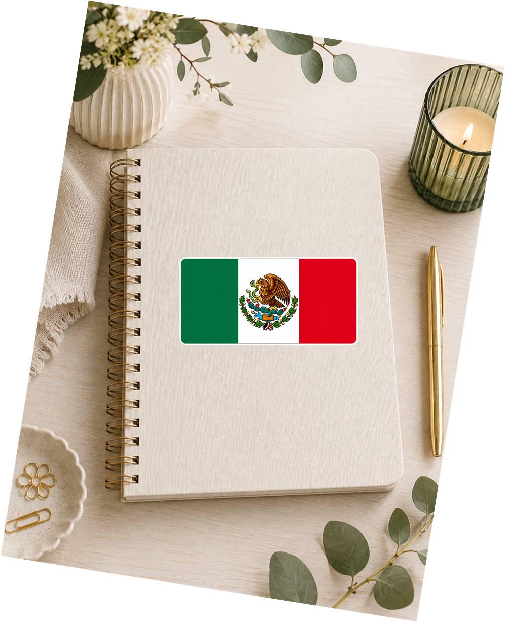 Mexico Flag Sticker, Mexican Flag Vinyl Decal, Mexico Pride Sticker, Mexican Eagle Flag, Laptop Water Bottle Car Decal ST 056