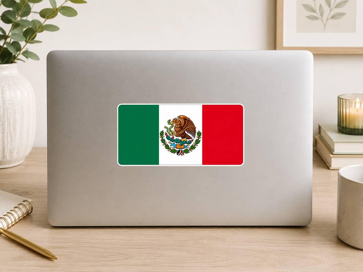 Mexico Flag Sticker, Mexican Flag Vinyl Decal, Mexico Pride Sticker, Mexican Eagle Flag, Laptop Water Bottle Car Decal ST 056