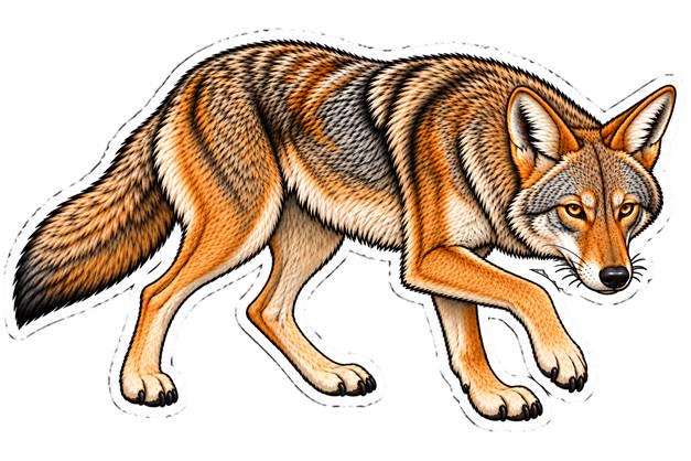 Realistic Coyote Sticker – Wildlife Decal for Outdoors, Hunting, Western Gear ST 003