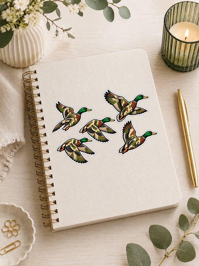 Camo Mallard Duck Sticker – Flying Waterfowl Decal for Hunters (Vinyl) ST 007
