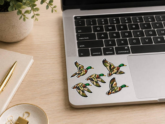 Camo Mallard Duck Sticker – Flying Waterfowl Decal for Hunters (Vinyl) ST 007