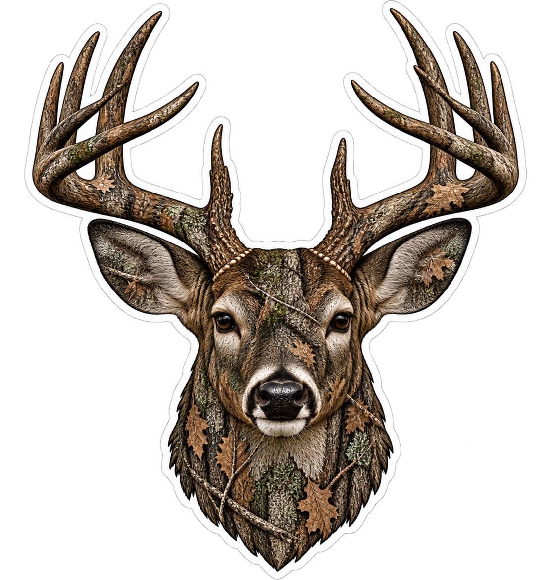 Camo Whitetail Deer Sticker – Pink Woodland Camo Hunter Gift (Vinyl Decal) ST 009