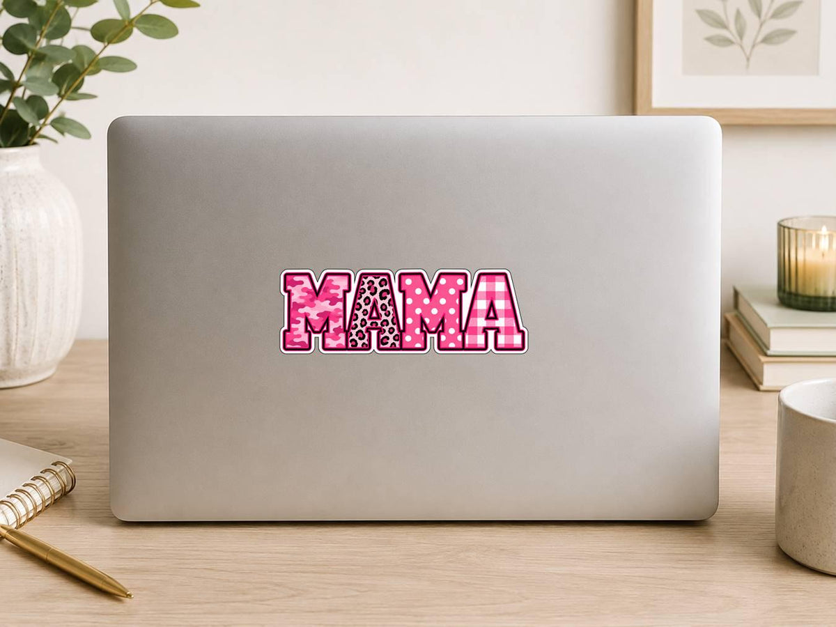 Mama Sticker, Pink Mom Decal, Leopard Camo Pattern Sticker, Cute Gift for Mom ST 082