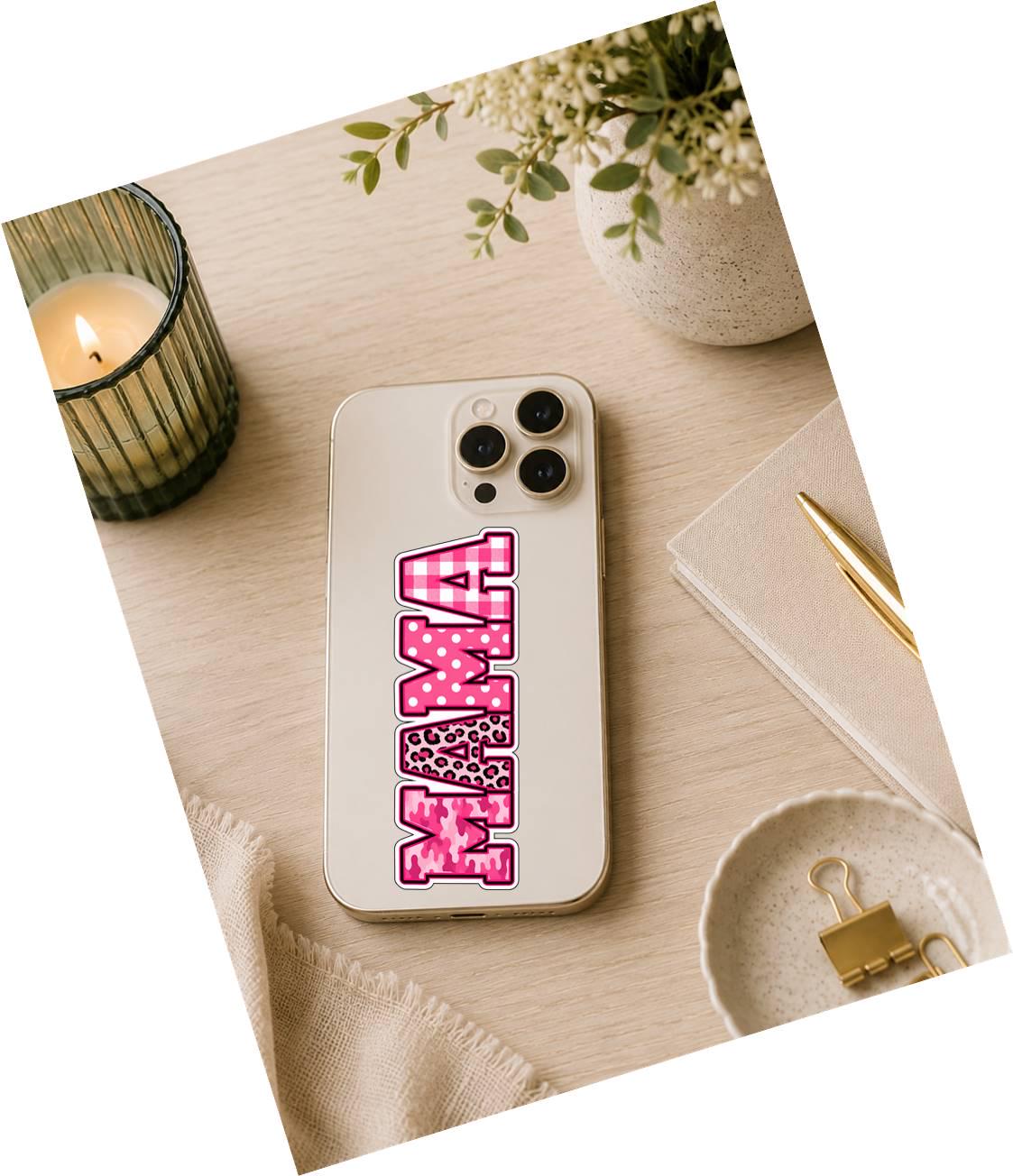 Mama Sticker, Pink Mom Decal, Leopard Camo Pattern Sticker, Cute Gift for Mom ST 082