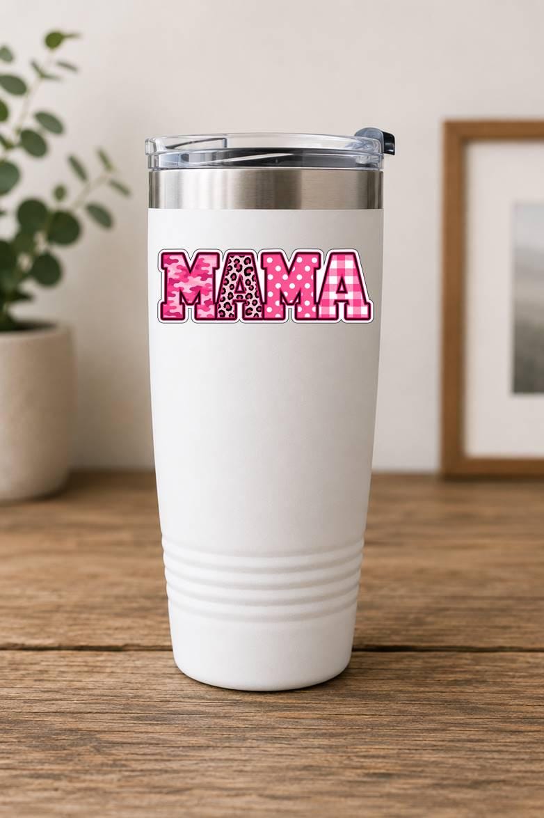 Mama Sticker, Pink Mom Decal, Leopard Camo Pattern Sticker, Cute Gift for Mom ST 082