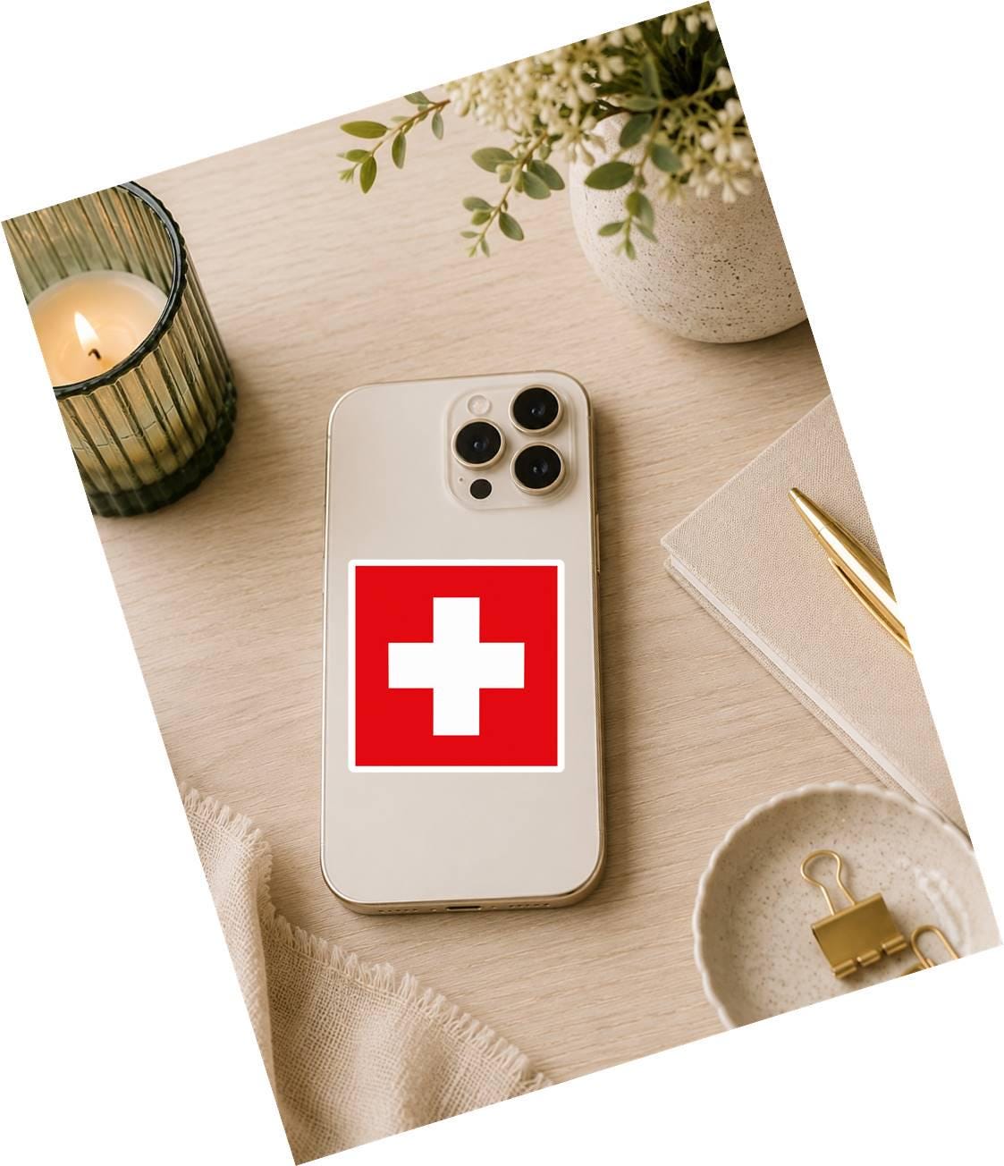 Switzerland Flag Sticker, Swiss Flag Decal, Switzerland Vinyl Sticker, Swiss Pride Sticker, Switzerland Decal ST 069