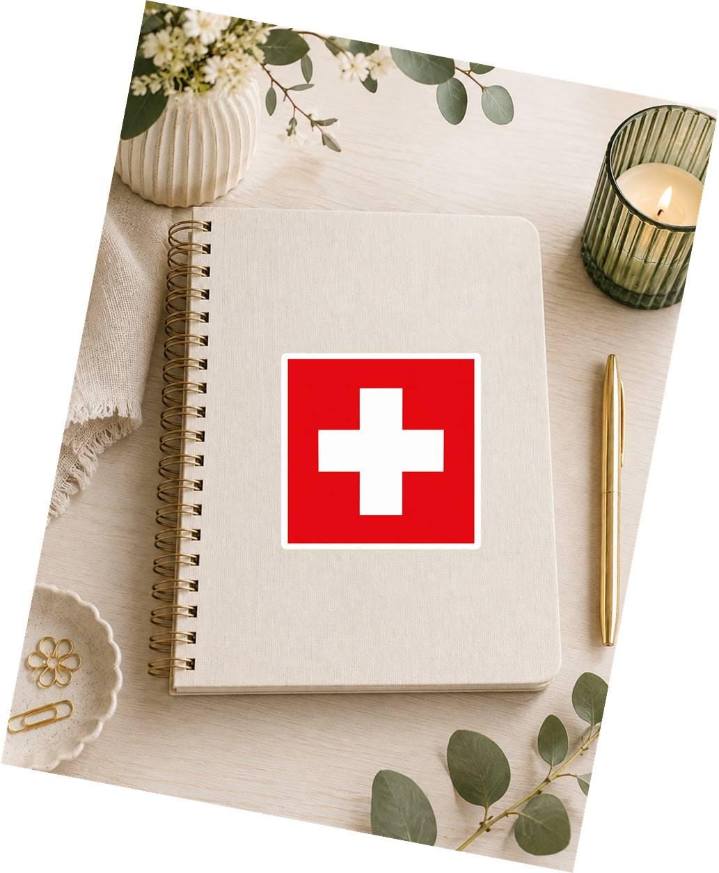 Switzerland Flag Sticker, Swiss Flag Decal, Switzerland Vinyl Sticker, Swiss Pride Sticker, Switzerland Decal ST 069