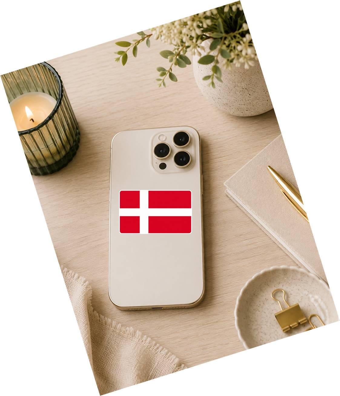Denmark Flag Sticker, Danish Flag Decal, Denmark Vinyl Sticker, Danish Pride Sticker, Denmark Travel Decal ST 074