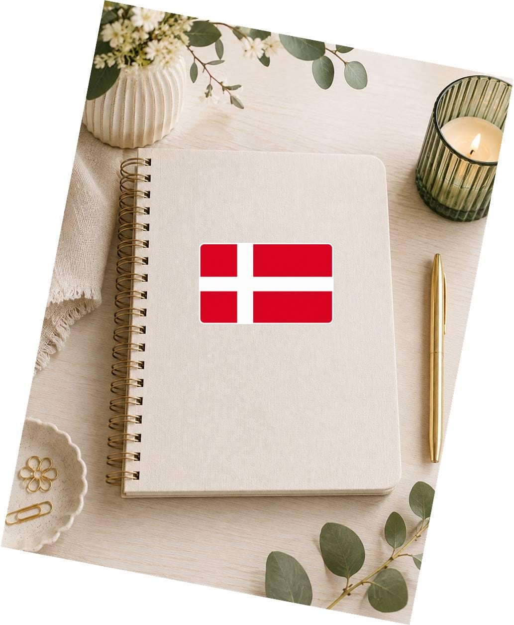 Denmark Flag Sticker, Danish Flag Decal, Denmark Vinyl Sticker, Danish Pride Sticker, Denmark Travel Decal ST 074