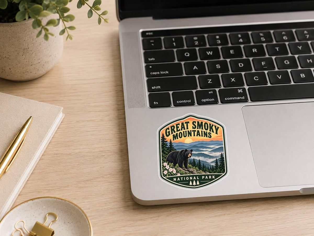 Great Smoky Mountains National Park Sticker, Smoky Mountains Decal, Black Bear Sticker, Gatlinburg Tennessee Sticker, Hiking Outdoor ST 012