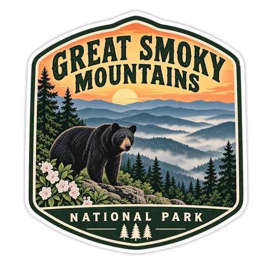 Great Smoky Mountains National Park Sticker, Smoky Mountains Decal, Black Bear Sticker, Gatlinburg Tennessee Sticker, Hiking Outdoor ST 012