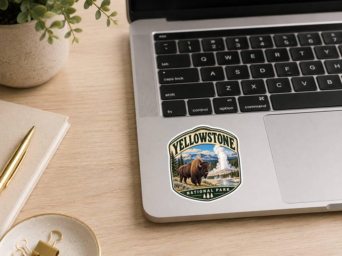 Yellowstone National Park Sticker, Yellowstone Decal, Bison Sticker, Old Faithful Sticker, Wyoming Sticker, National Park Souvenir ST 013