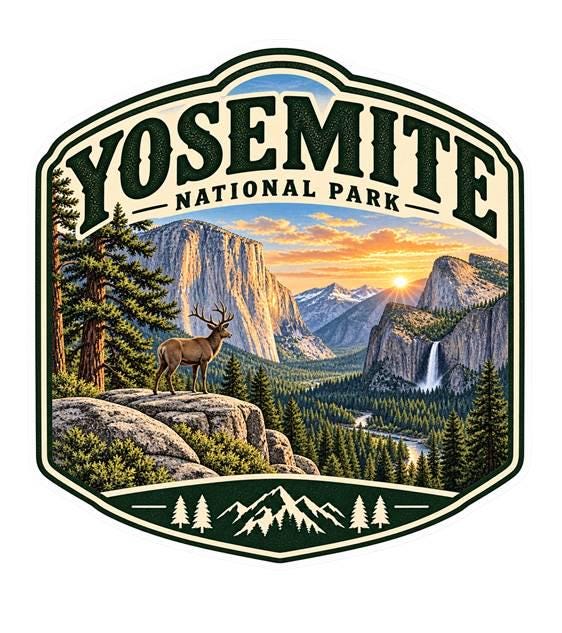 Yosemite National Park Sticker, Yosemite Decal, California Sticker, National Park Souvenir, Hiking Camping Outdoor Travel Sticker ST 016
