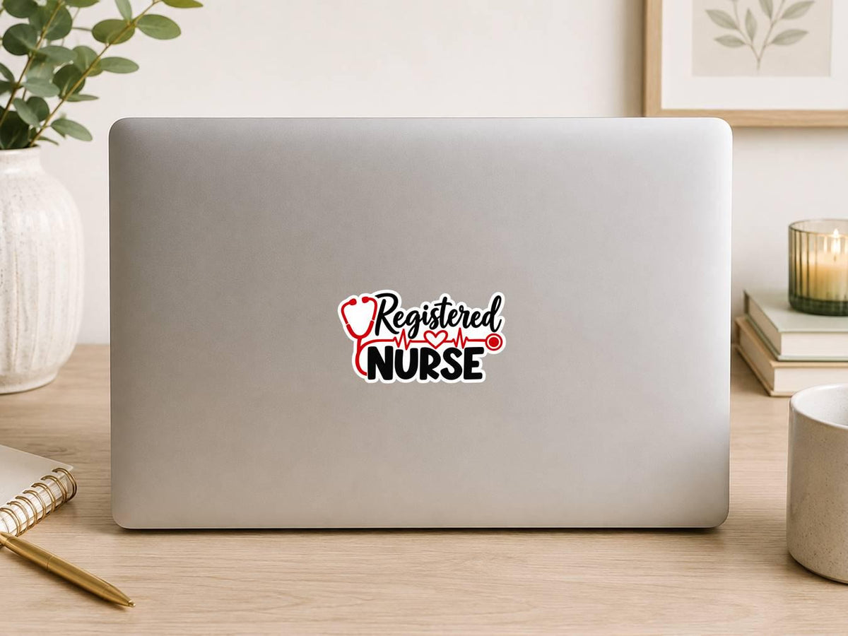 Registered Nurse Sticker, RN Nurse Sticker, Nursing Vinyl Decal, Nurse Gift, Stethoscope Sticker, Healthcare Worker Gift ST 079