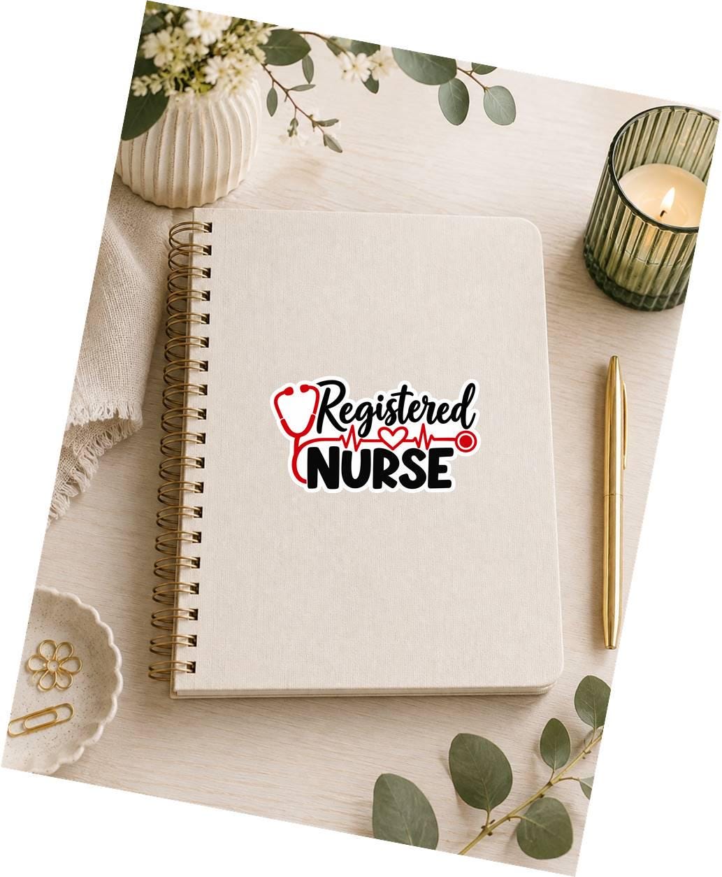 Registered Nurse Sticker, RN Nurse Sticker, Nursing Vinyl Decal, Nurse Gift, Stethoscope Sticker, Healthcare Worker Gift ST 079