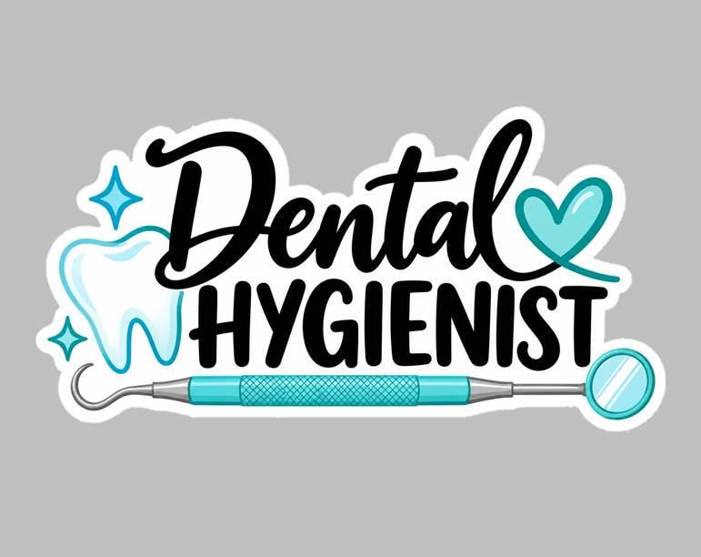 Dental Hygienist Sticker, RDH Sticker, Dental Hygiene Sticker, Tooth Vinyl Sticker, Hygienist Gift, Dental Worker Decal OS 80