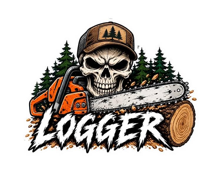Logger Sticker, Logging Skull Sticker, Chainsaw Sticker, Lumberjack Sticker, Forestry Sticker, Logger Gift, Logging Vinyl Sticker OS 81