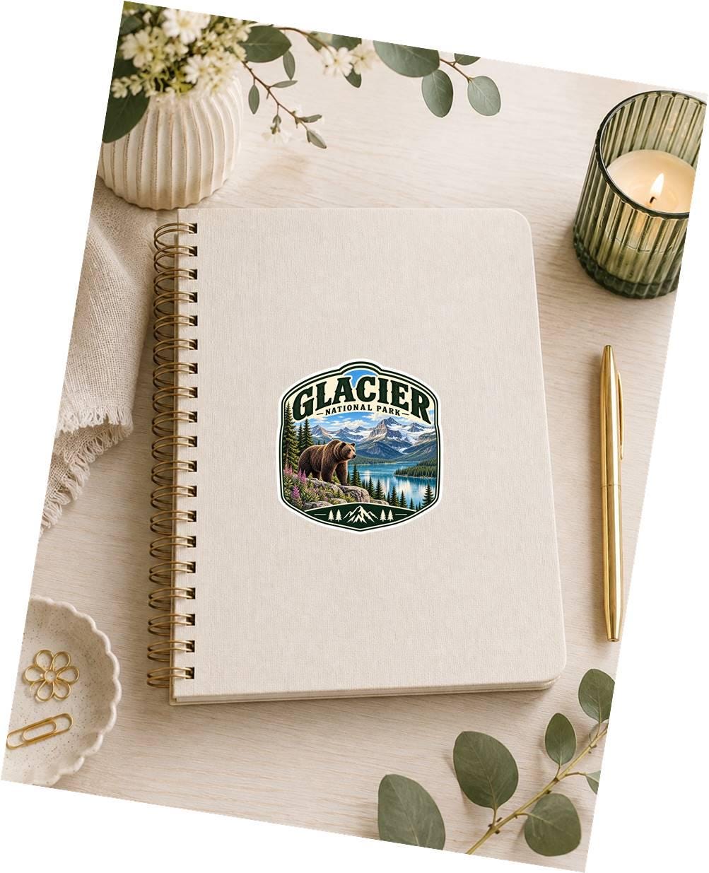 Glacier National Park Sticker, Glacier Park Decal, Montana Sticker, Grizzly Bear Sticker, Hiking Camping National Park Souvenir ST 017