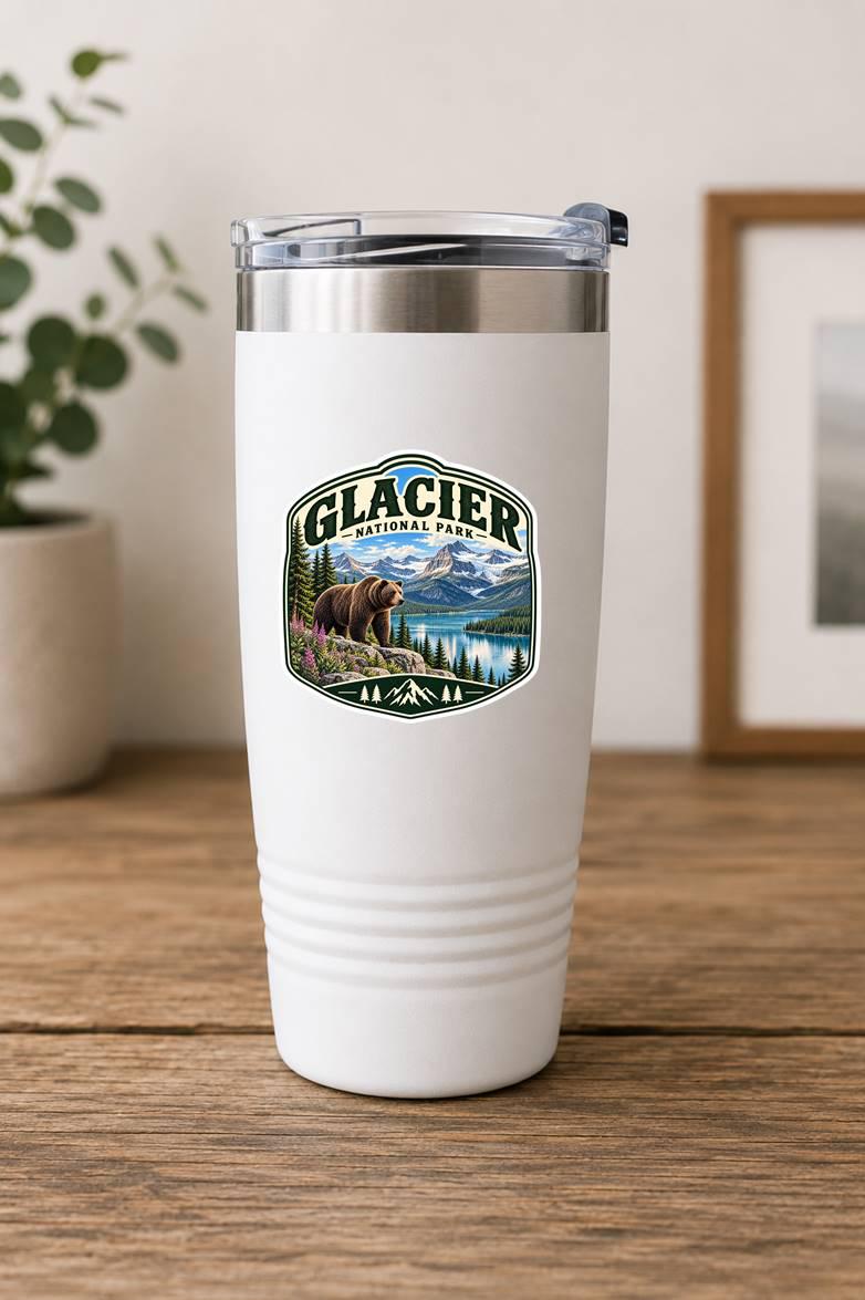 Glacier National Park Sticker, Glacier Park Decal, Montana Sticker, Grizzly Bear Sticker, Hiking Camping National Park Souvenir ST 017