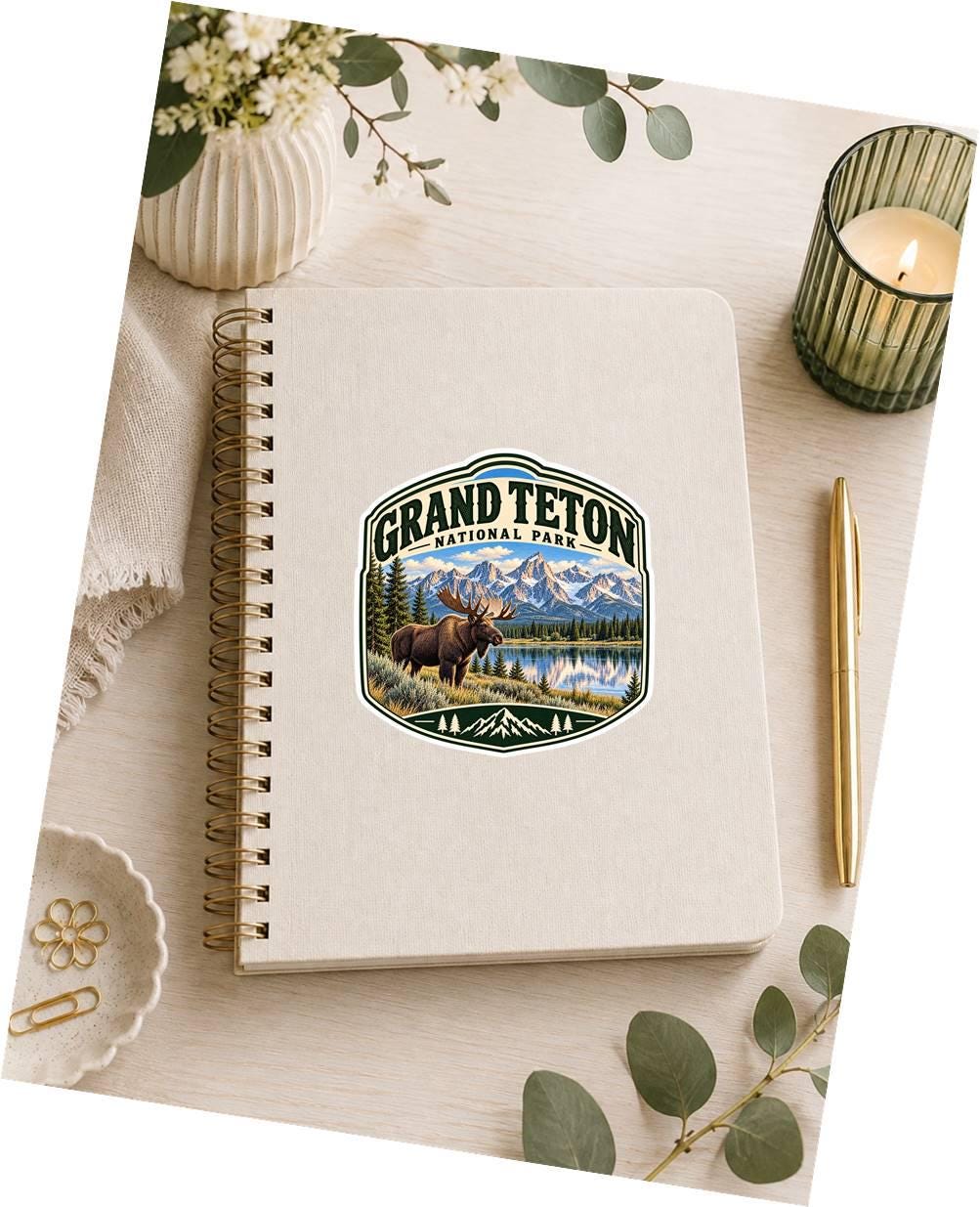 Grand Teton National Park Sticker, Grand Teton Decal, Moose Sticker, Wyoming Sticker, Hiking Camping National Park Souvenir ST 018