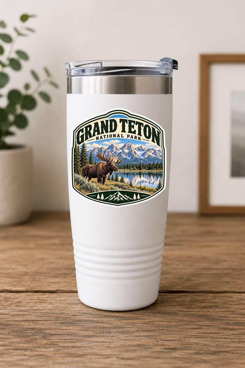Grand Teton National Park Sticker, Grand Teton Decal, Moose Sticker, Wyoming Sticker, Hiking Camping National Park Souvenir ST 018