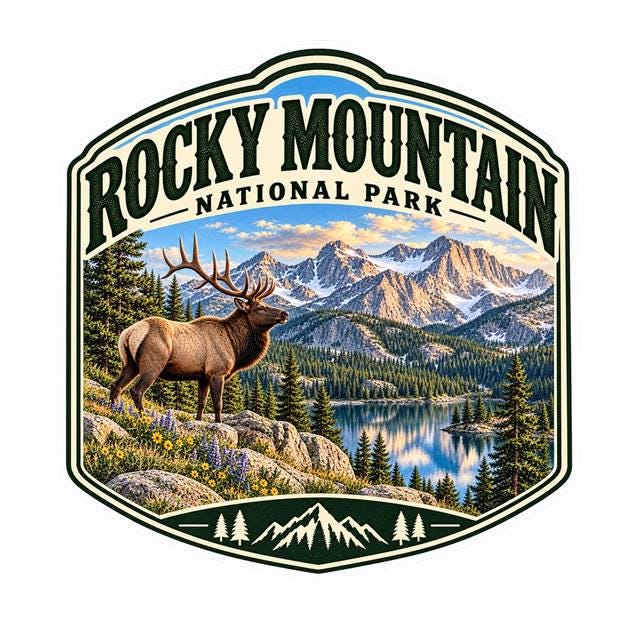 Rocky Mountain National Park Sticker, Colorado Decal, Elk Sticker, Mountain Sticker, Hiking Camping National Park Souvenir ST 019