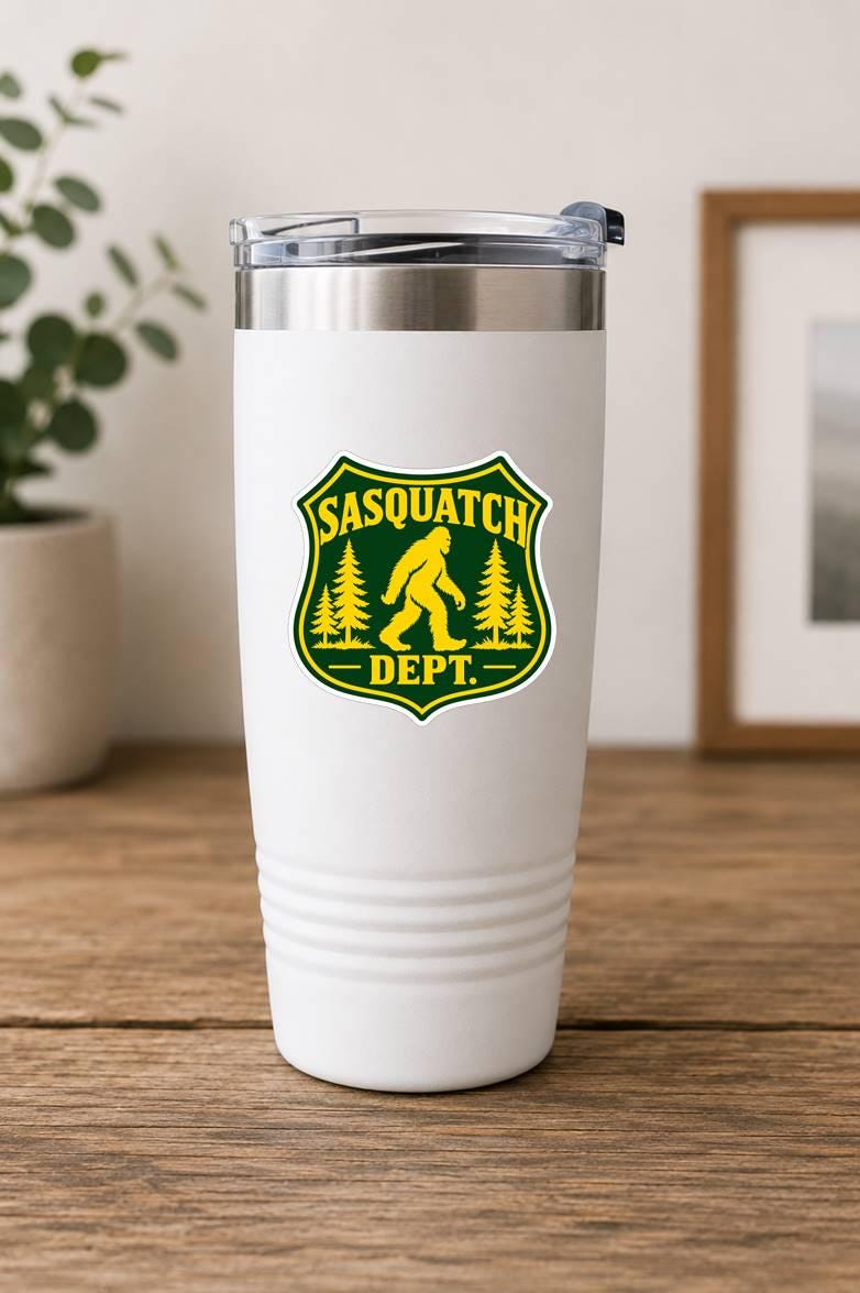 Sasquatch Dept Sticker | Bigfoot Forestry Badge Decal | Sasquatch Forest Service Sticker | Bigfoot Outdoor Camping Vinyl Decal ST 032