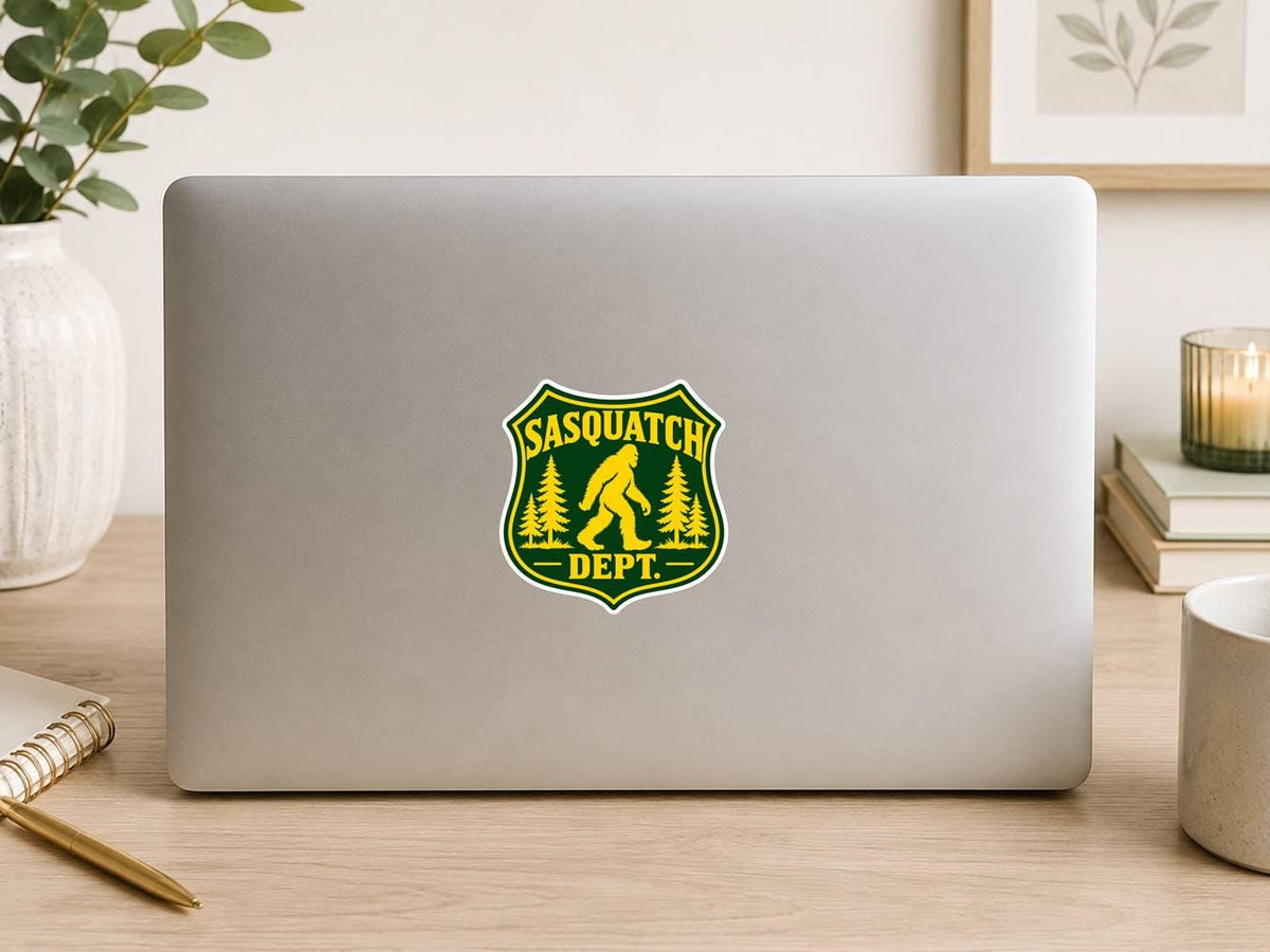 Sasquatch Dept Sticker | Bigfoot Forestry Badge Decal | Sasquatch Forest Service Sticker | Bigfoot Outdoor Camping Vinyl Decal ST 032