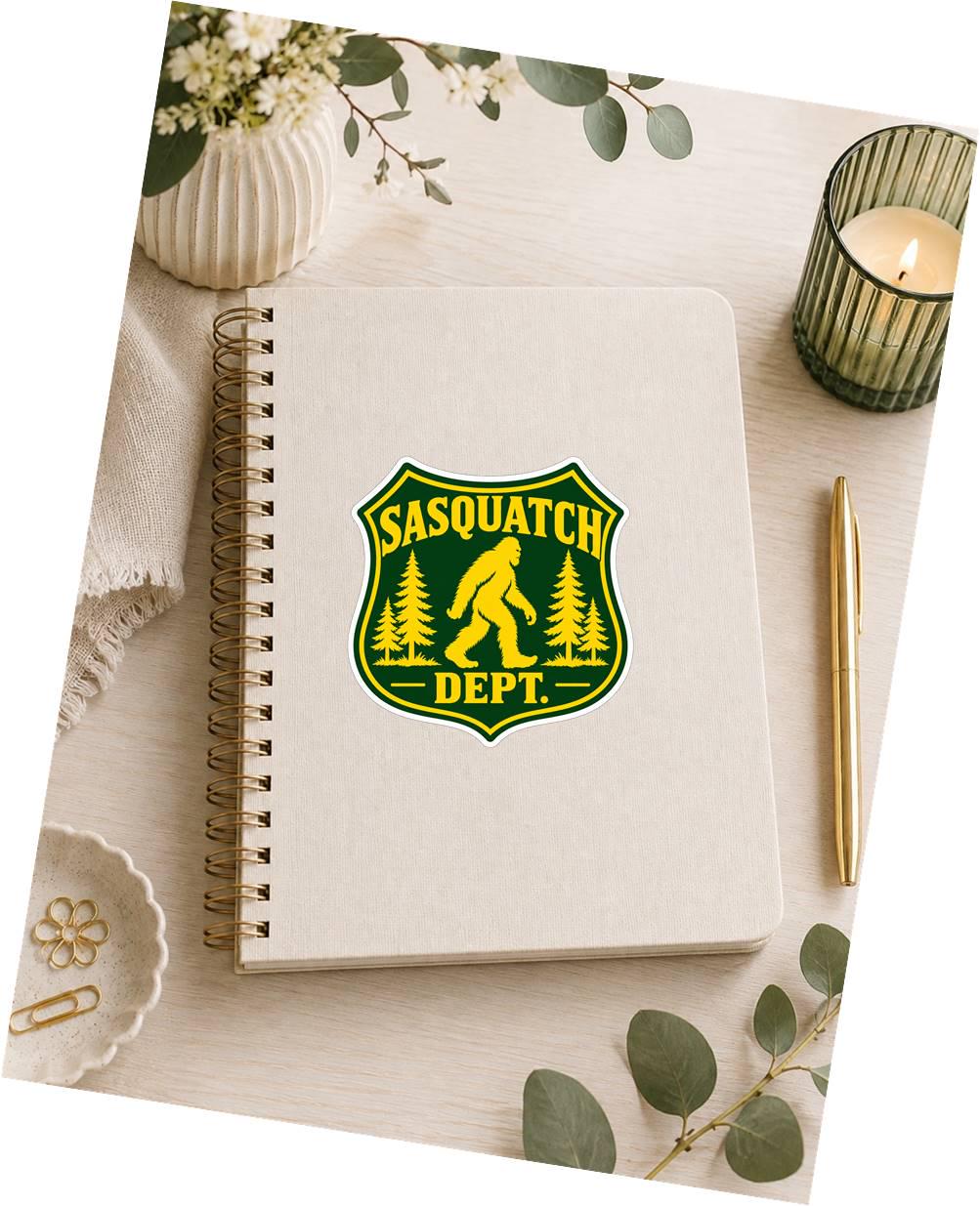 Sasquatch Dept Sticker | Bigfoot Forestry Badge Decal | Sasquatch Forest Service Sticker | Bigfoot Outdoor Camping Vinyl Decal ST 032