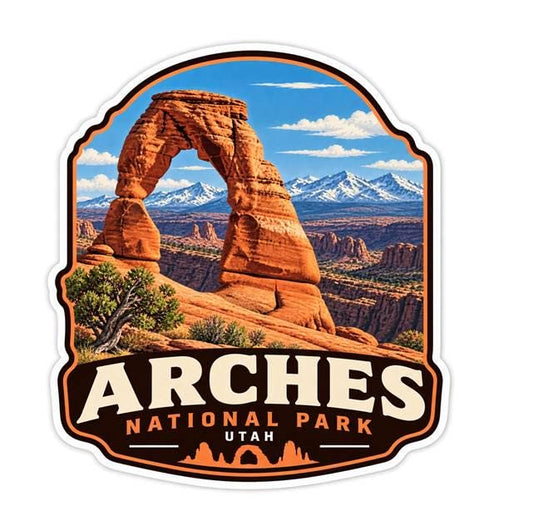 Arches National Park Sticker, Delicate Arch Decal, Utah Sticker, Moab Utah Souvenir, Hiking Camping National Park Sticker ST 023
