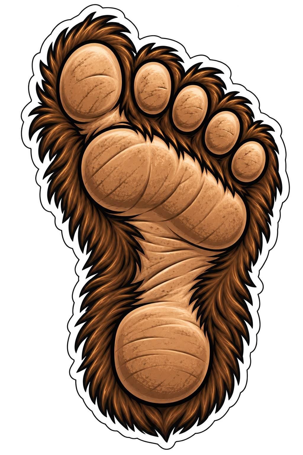 Bigfoot Foot Sticker | Sasquatch Footprint Decal | Cute Bigfoot Sticker | Hairy Sasquatch Foot Vinyl Decal | Cryptid Sticker ST 033