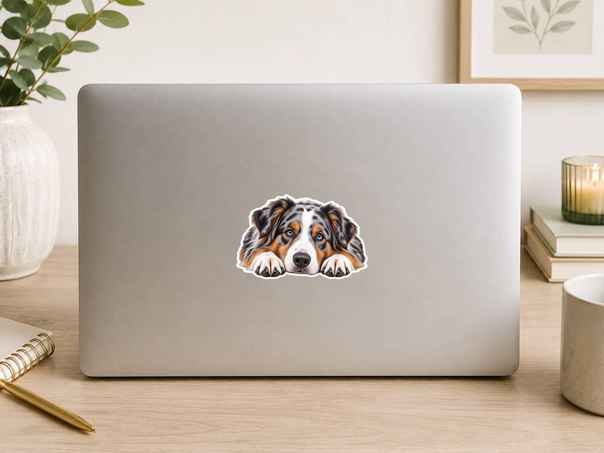 Australian Shepherd Sticker, Aussie Dog Sticker, Blue Merle Aussie Decal, Australian Shepherd Gift, Dog Lover Vinyl Sticker st 088