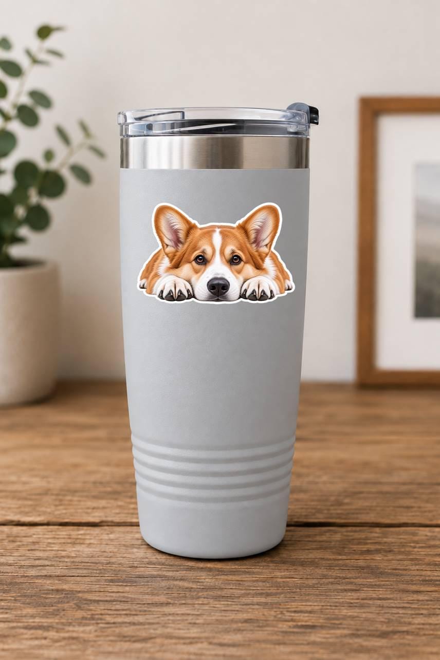 Corgi Sticker, Pembroke Welsh Corgi Sticker, Corgi Dog Decal, Corgi Mom Gift, Cute Corgi Gift, Dog Lover Vinyl Sticker st 091