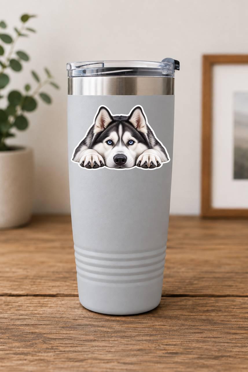Siberian Husky Sticker, Husky Dog Sticker, Blue Eyed Husky Decal, Husky Mom Gift, Siberian Husky Gift, Dog Lover Vinyl Sticker st 094