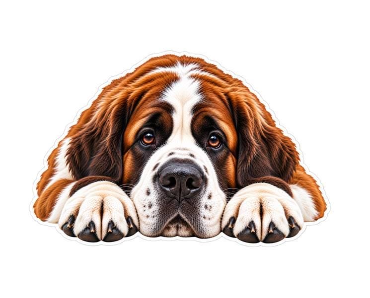 Saint Bernard Sticker, St Bernard Dog Sticker, Saint Bernard Decal, St Bernard Gift, Giant Breed Dog, Dog Lover Vinyl Sticker st 096