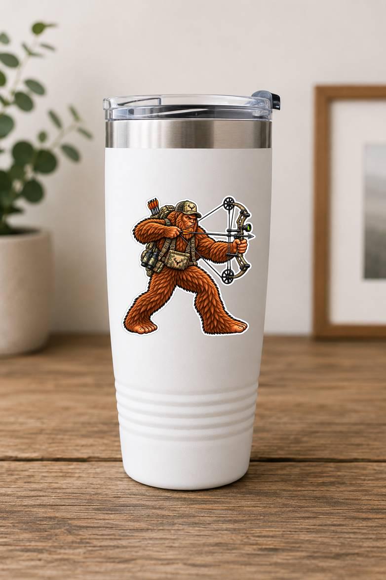 Bigfoot Bow Hunting Sticker, Sasquatch Archer Vinyl Decal, Bowhunter Hunting Sticker – ST 043