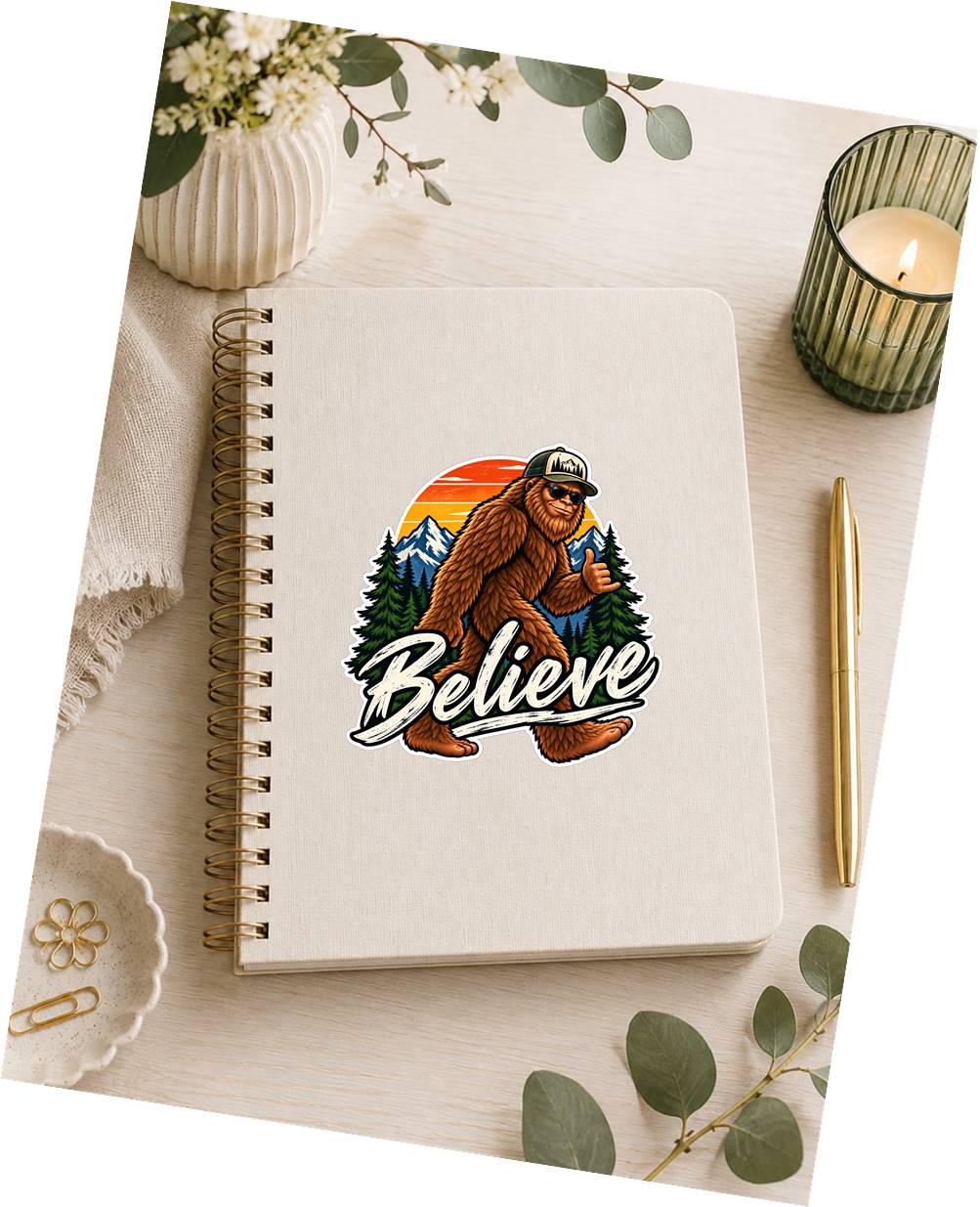 Bigfoot Believe Sticker, Sasquatch Vinyl Decal, Mountain Forest Cryptid Sticker – ST 047