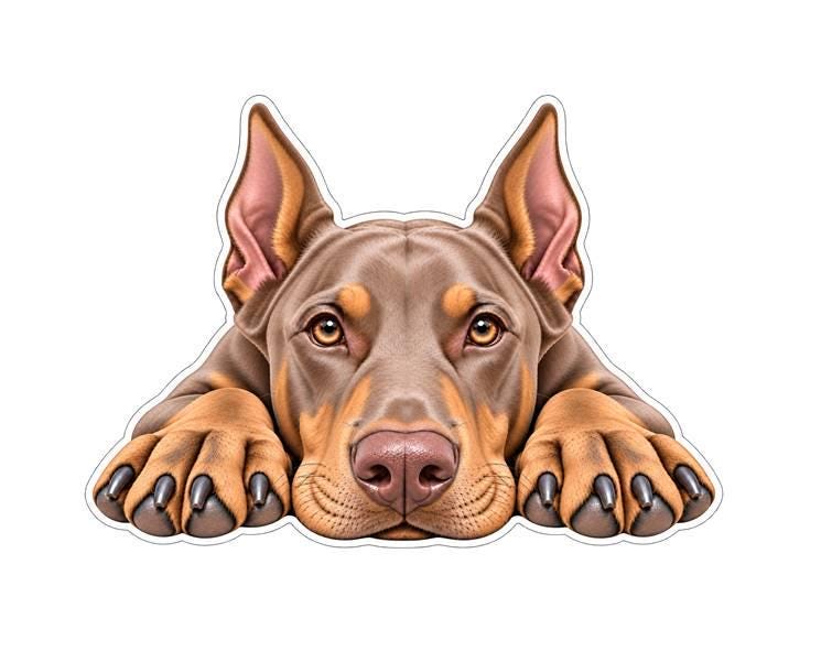 Doberman Pinscher Sticker, Doberman Dog Vinyl Decal, Waterproof Laminated Sticker st 102