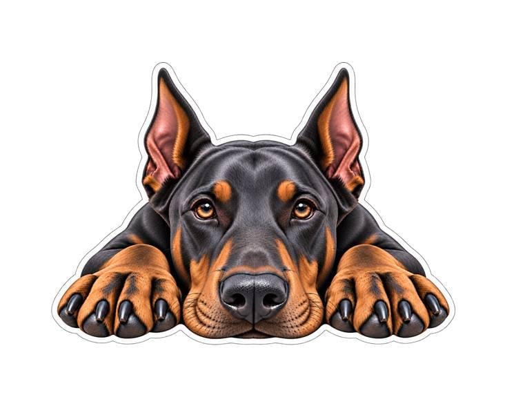 Doberman Pinscher Sticker, Doberman Dog Vinyl Decal, Waterproof Laminated Sticker st 102