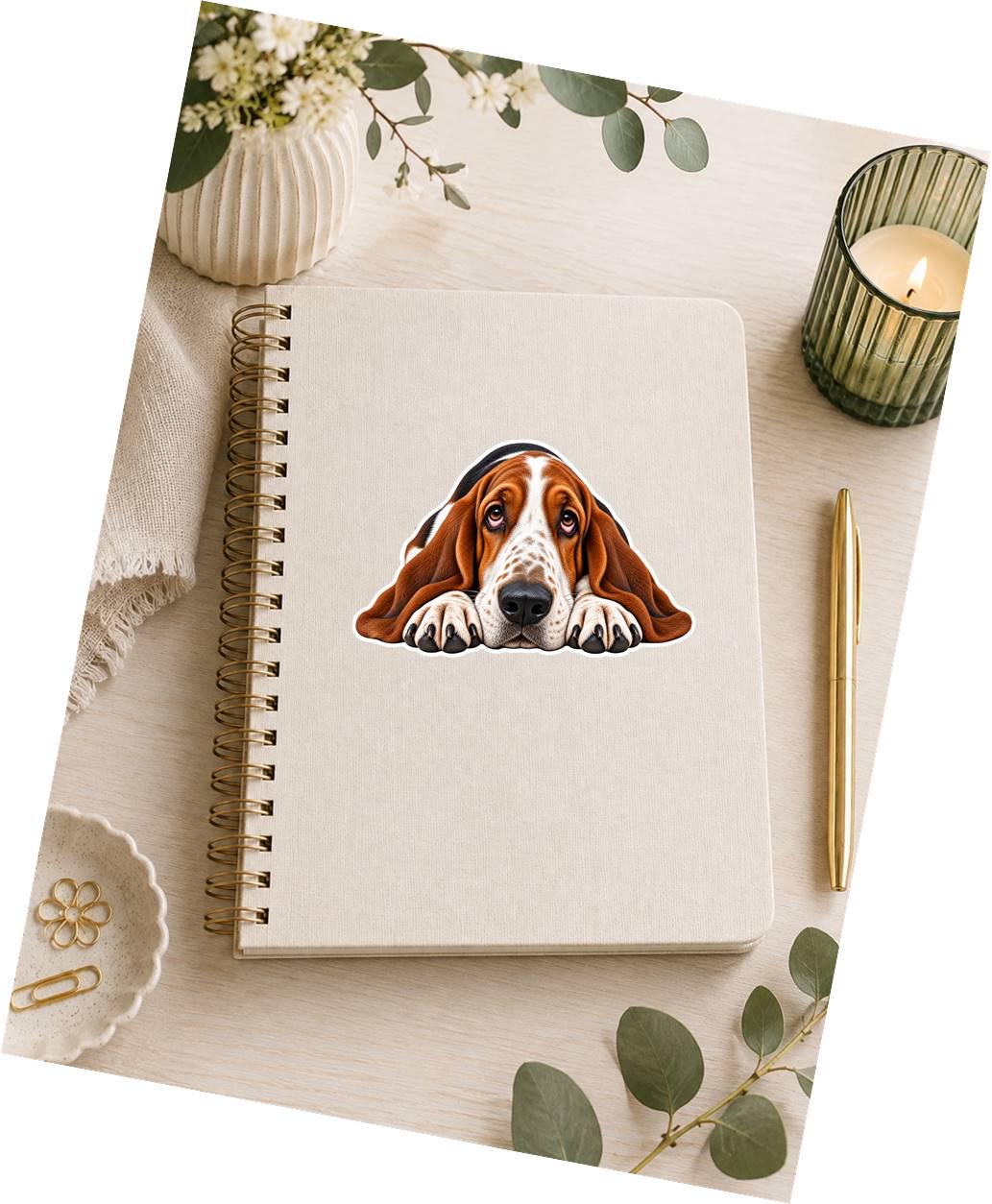 Basset Hound Sticker, Basset Hound Dog Vinyl Decal, Waterproof Laminated Dog Sticker st 105