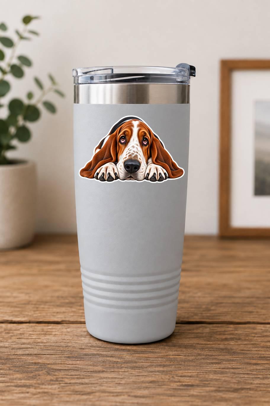 Basset Hound Sticker, Basset Hound Dog Vinyl Decal, Waterproof Laminated Dog Sticker st 105