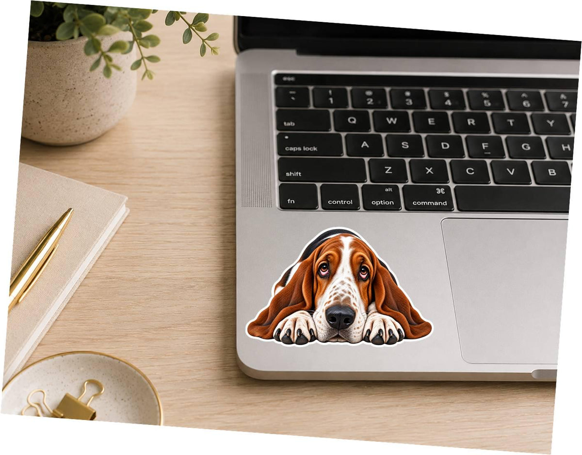 Basset Hound Sticker, Basset Hound Dog Vinyl Decal, Waterproof Laminated Dog Sticker st 105