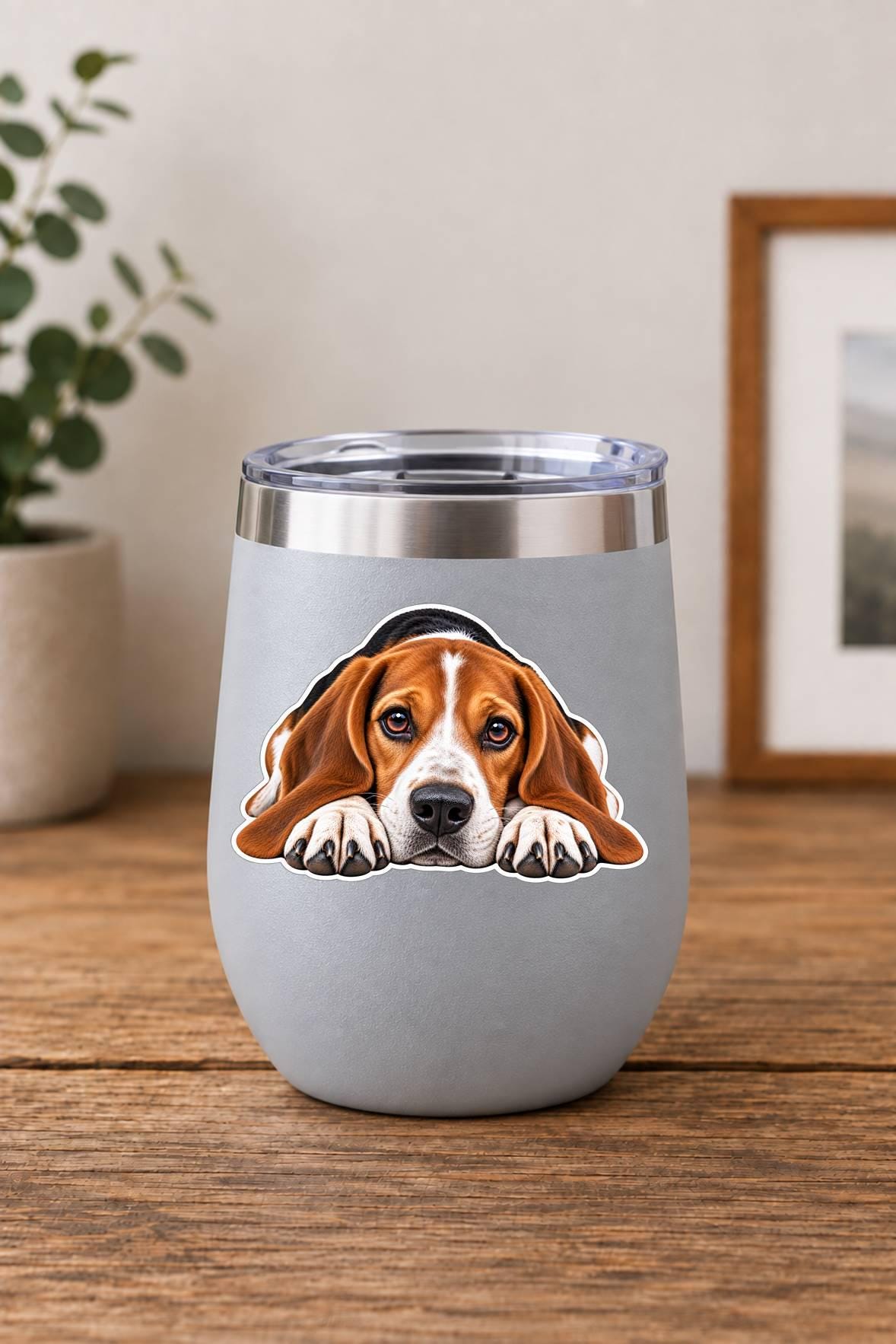 Beagle Sticker, Beagle Dog Vinyl Decal, Waterproof Laminated Hound Dog Sticker st 107