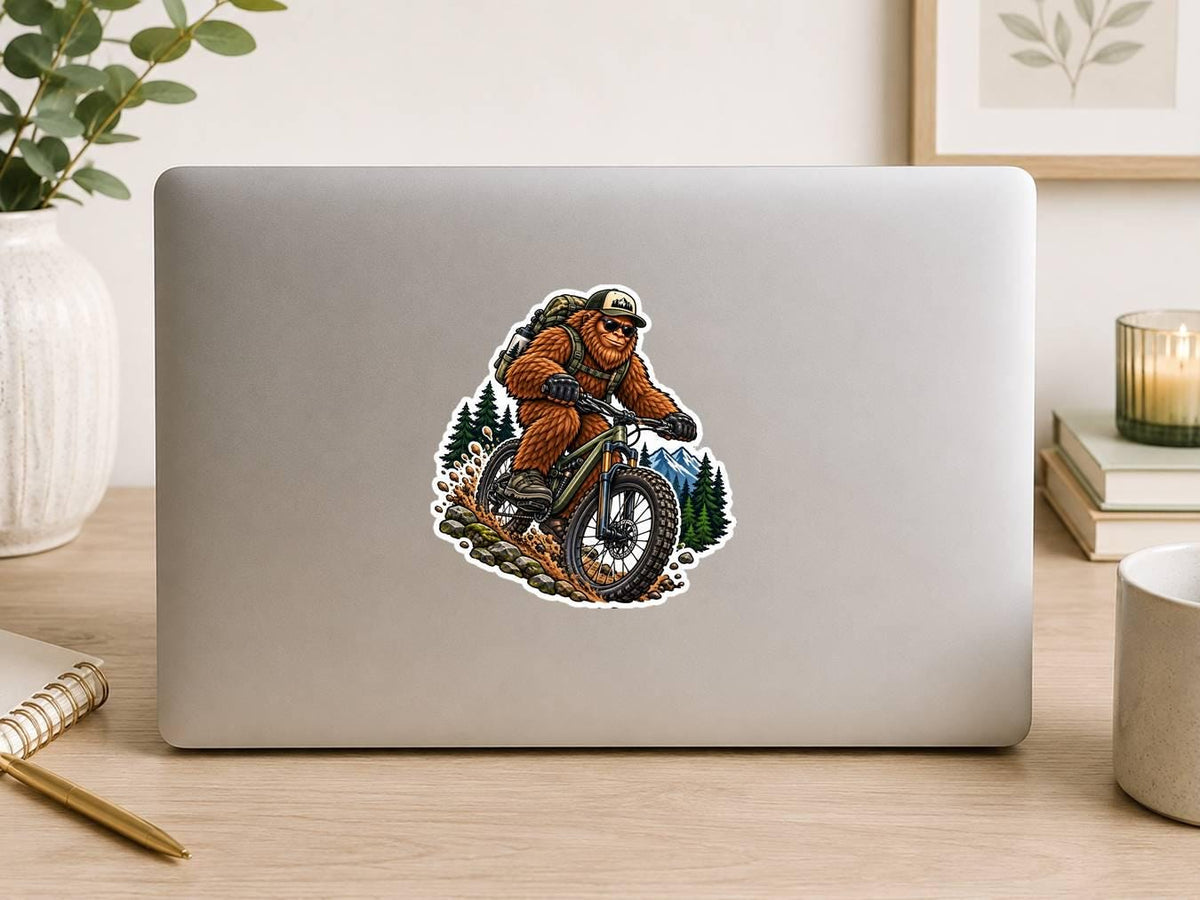 Bigfoot Mountain Biking Sticker, Sasquatch MTB Vinyl Decal, Mountain Bike Sticker – ST 045
